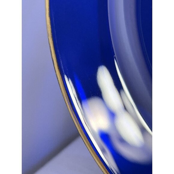 Bormioli Rocco Round Assiette PLATE Platter 10” Sapphire Gold Cobalt Blue Glass - Picture 4 of 9